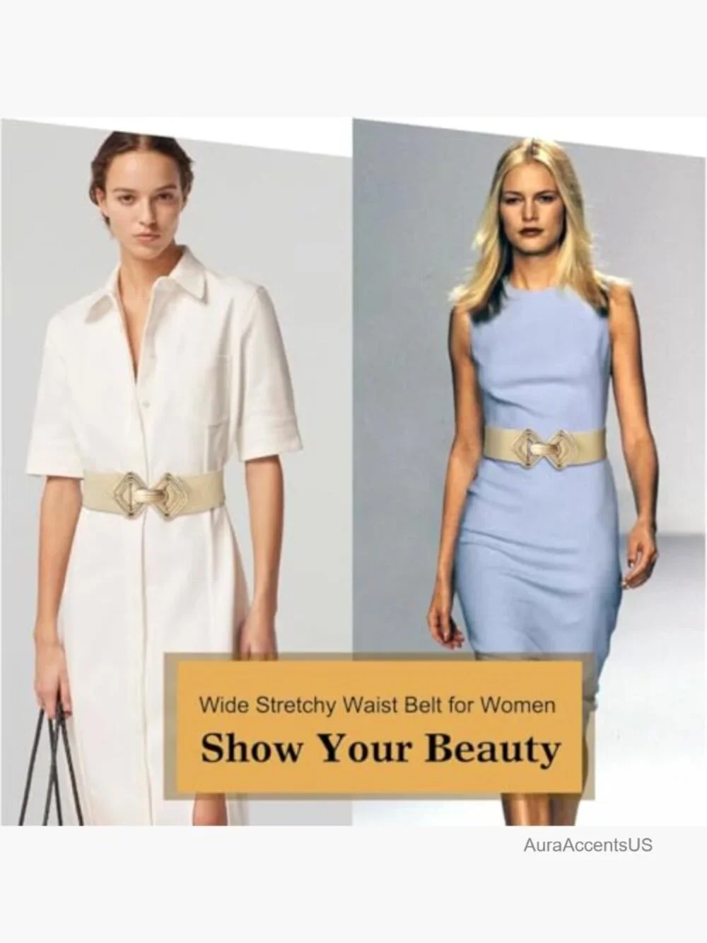 Wide Elastic Stretch Waist Belt for Dresses Skinny